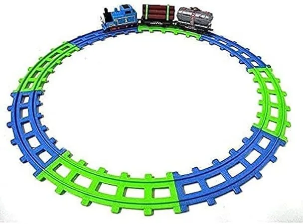 KAVANA Kids Boys and Girls Thomas Express Train Toy Set with Locomotive Engine, Cargo car and Tracks, Battery Powered, 2 to 15 Years Old (cho-cho Train) - Multi Color