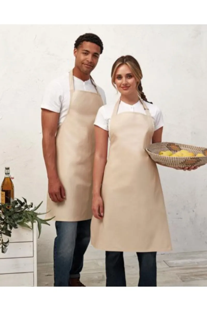 Khaki Sustainable Bib Apron (No Pockets)