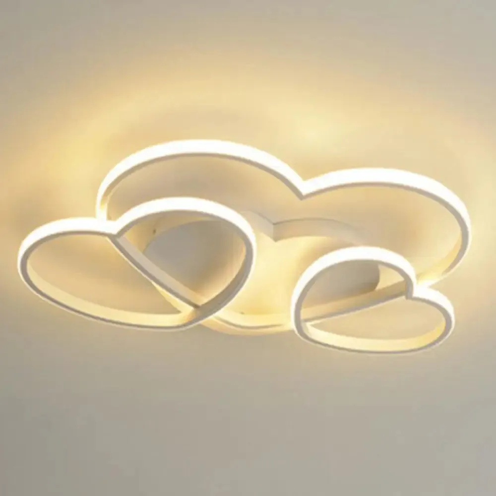 Kids Heart Design Ceiling Light Fixture - Acrylic Semi Flush Mount for Children's Bedroom