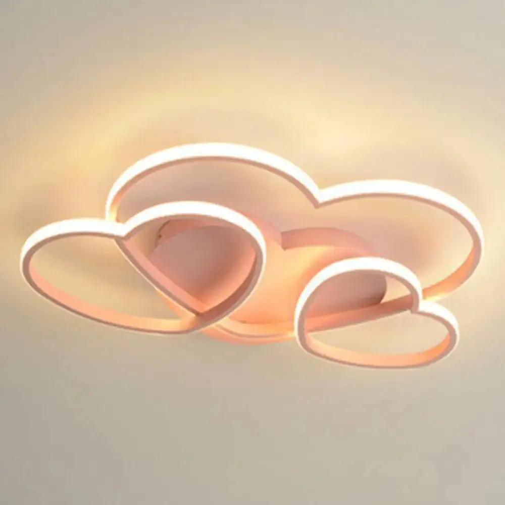 Kids Heart Design Ceiling Light Fixture - Acrylic Semi Flush Mount for Children's Bedroom