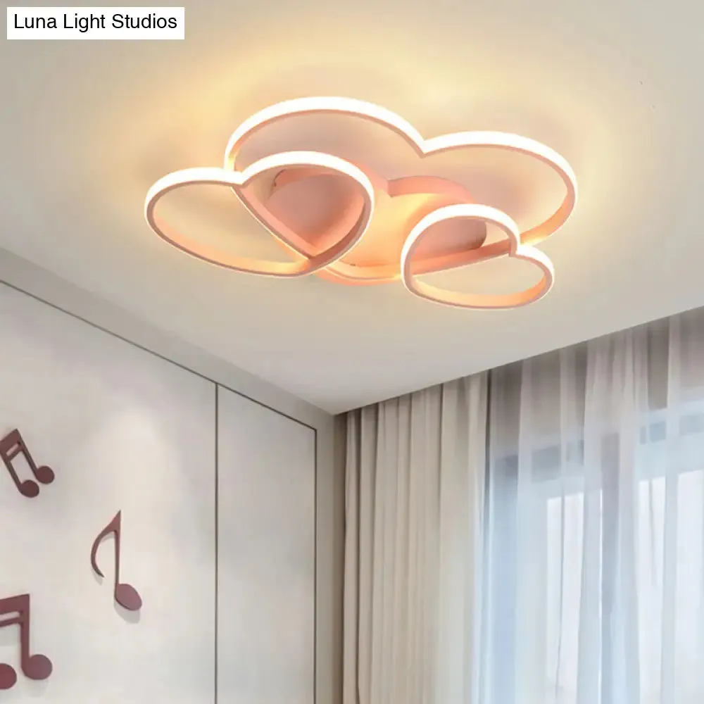 Kids Heart Design Ceiling Light Fixture - Acrylic Semi Flush Mount for Children's Bedroom