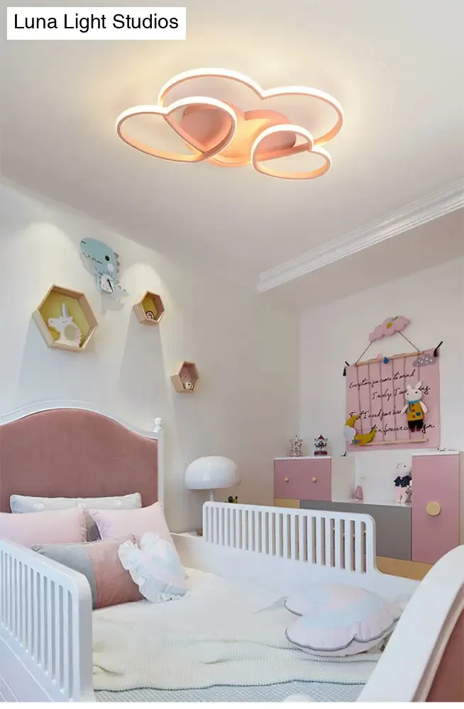 Kids Heart Design Ceiling Light Fixture - Acrylic Semi Flush Mount for Children's Bedroom