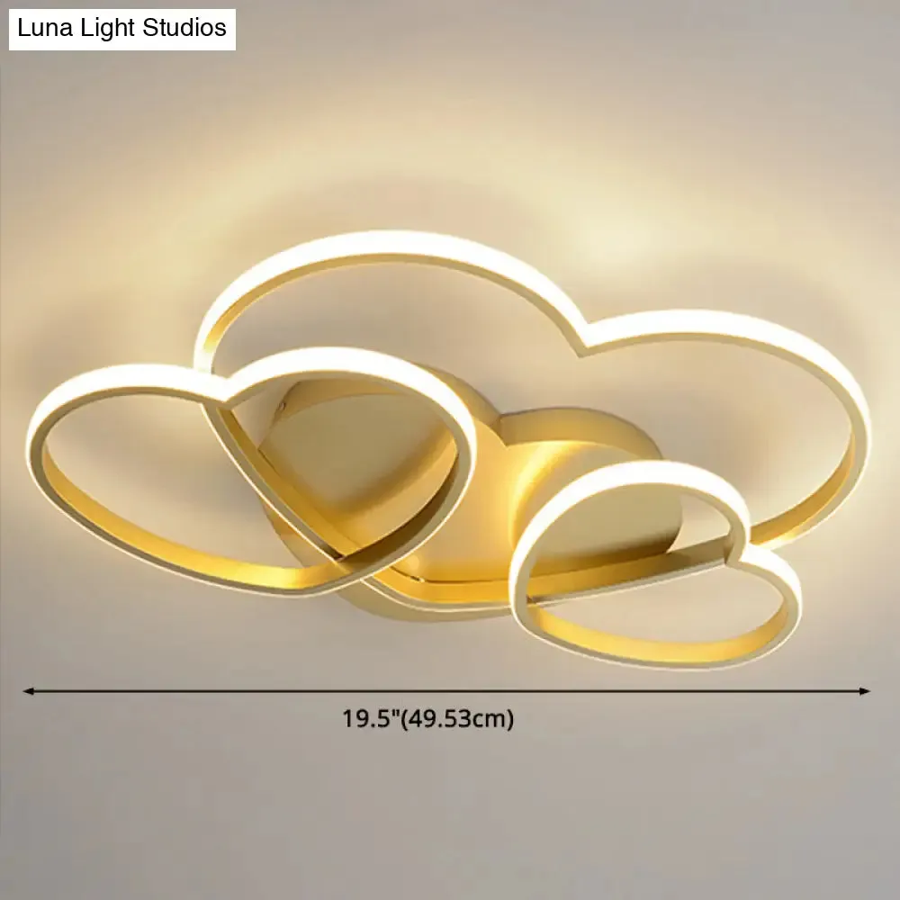 Kids Heart Design Ceiling Light Fixture - Acrylic Semi Flush Mount for Children's Bedroom