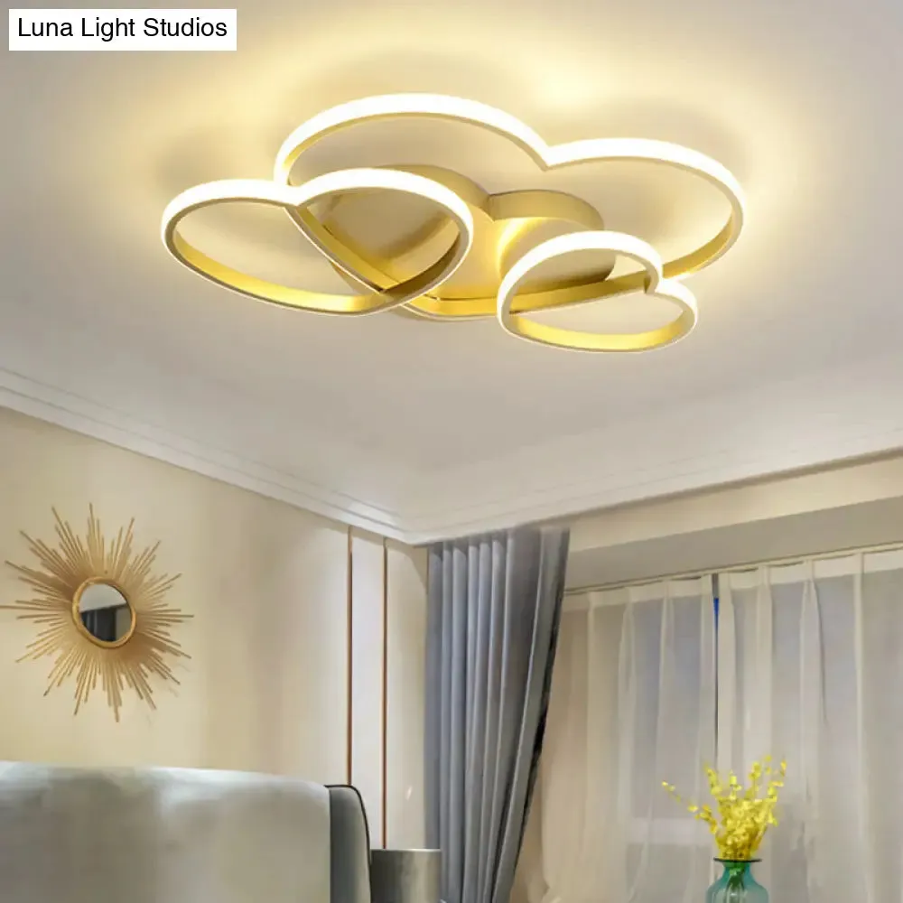 Kids Heart Design Ceiling Light Fixture - Acrylic Semi Flush Mount for Children's Bedroom