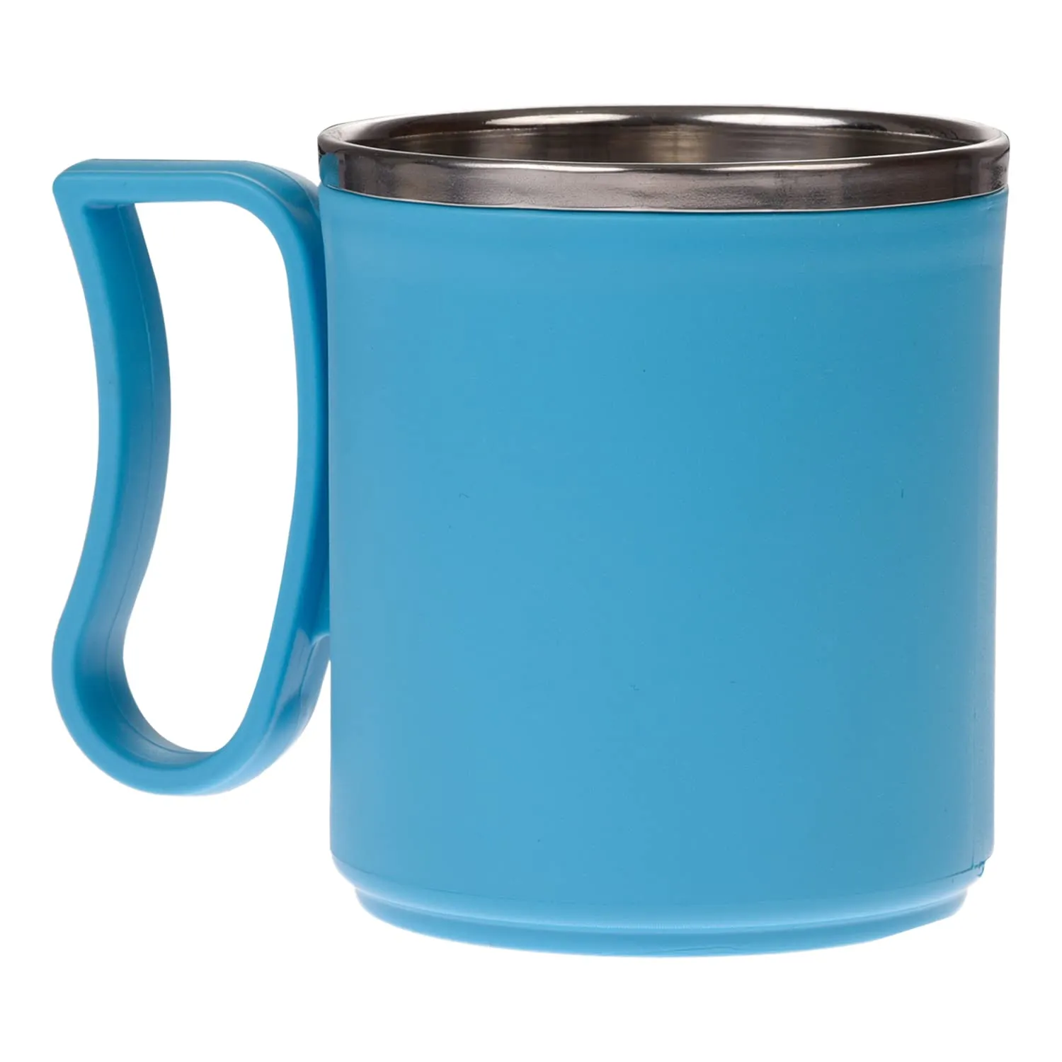 Kuber Industries Coffee Mug|Inside Stainless Steel Double Wall Tea Cup|Outside Plastic Stylish Milk Mug for Kids & Adults|Pack of 6 (Sky Blue)