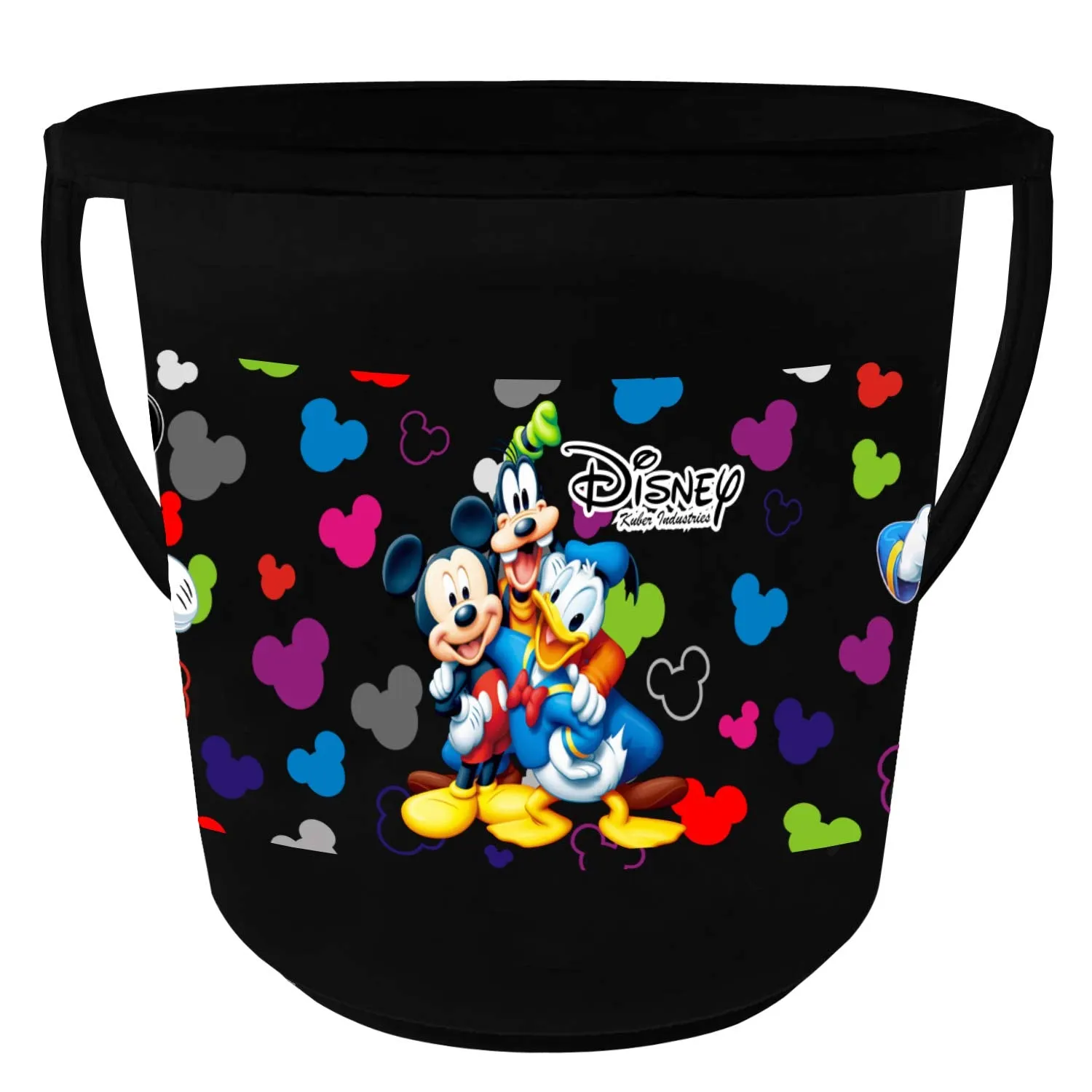 Kuber Industries Disney Team Mickey Print 4 Pieces Unbreakable Virgin Plastic Bathroom Bucket with Mug Set- Black, (2 Pc 16 LTR Bucket & 2 Pc 500 ML Mug) -HS_35_KUBMARTS17495