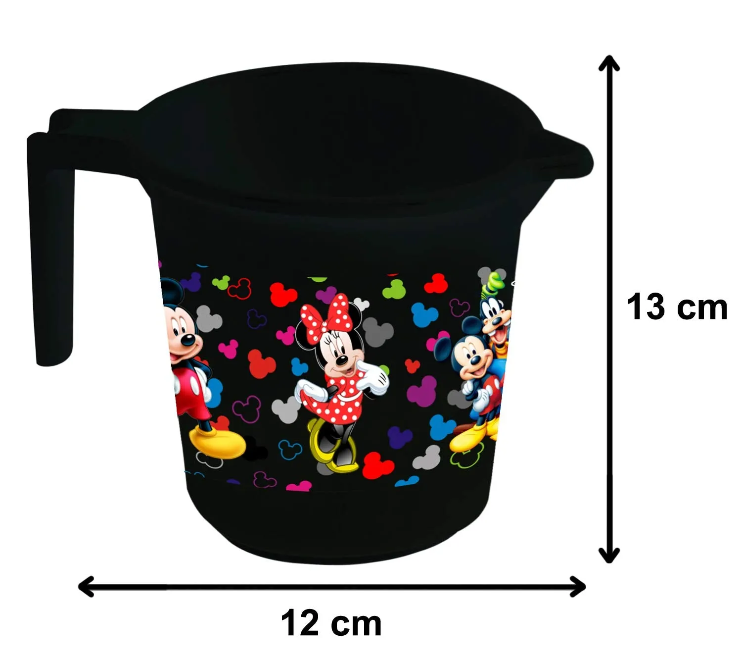 Kuber Industries Disney Team Mickey Print 4 Pieces Unbreakable Virgin Plastic Bathroom Bucket with Mug Set- Black, (2 Pc 16 LTR Bucket & 2 Pc 500 ML Mug) -HS_35_KUBMARTS17495