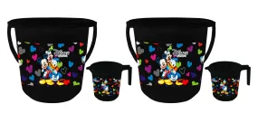 Kuber Industries Disney Team Mickey Print 4 Pieces Unbreakable Virgin Plastic Bathroom Bucket with Mug Set- Black, (2 Pc 16 LTR Bucket & 2 Pc 500 ML Mug) -HS_35_KUBMARTS17495