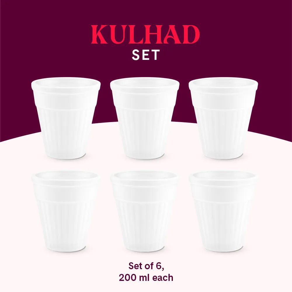 Larah By Borosil Kulhad Set, White