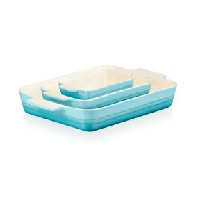 Le Creuset Black Friday 3 Piece Rectangular Dish 19, 26, 32cm Teal