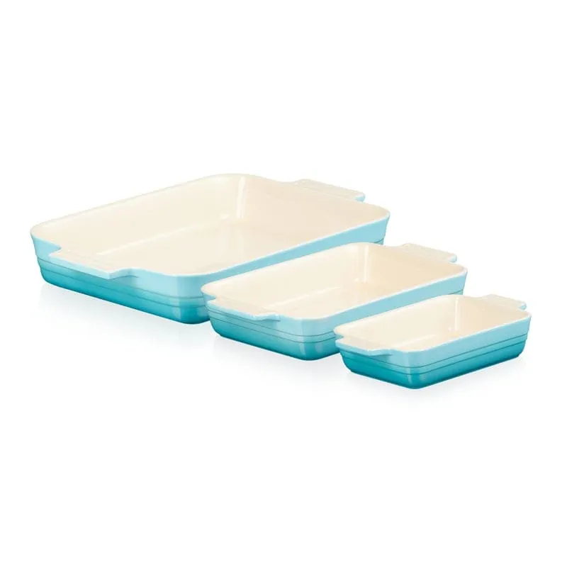 Le Creuset Black Friday 3 Piece Rectangular Dish 19, 26, 32cm Teal