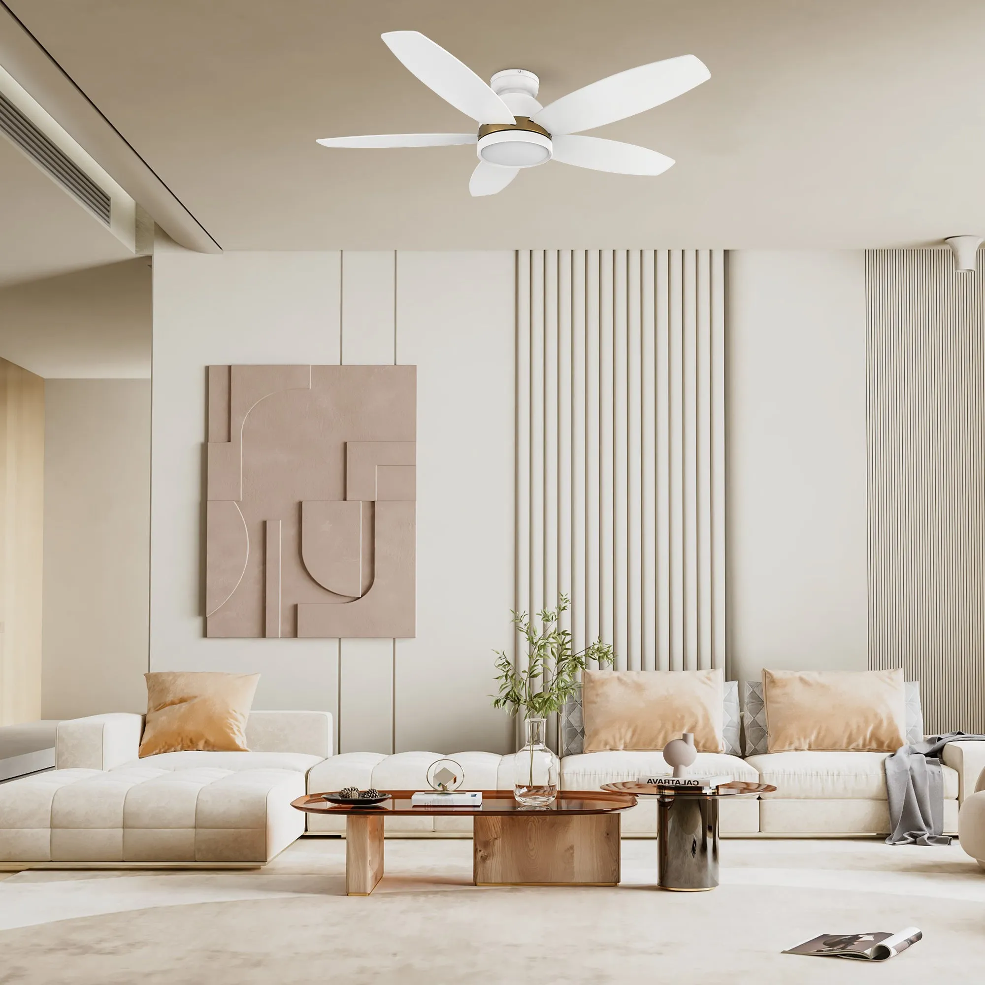 Levi Ⅱ Low Profile Smart Ceiling Fan with Light Remote Outdoor/indoor 48"