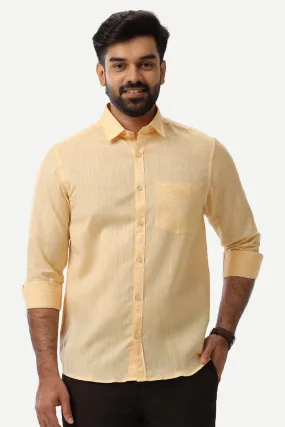 Linen Feel - Dark Yellow Formal Shirts For Men | Ariser