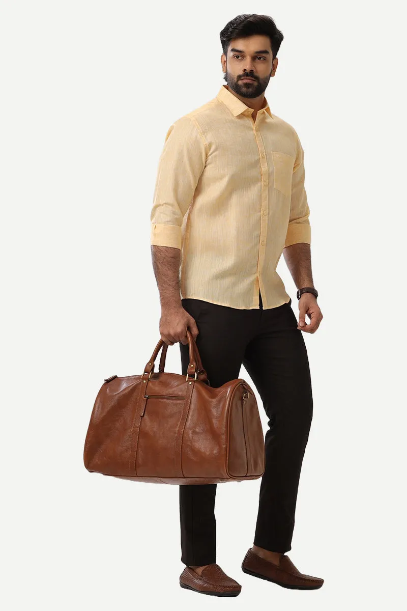 Linen Feel - Dark Yellow Formal Shirts For Men | Ariser