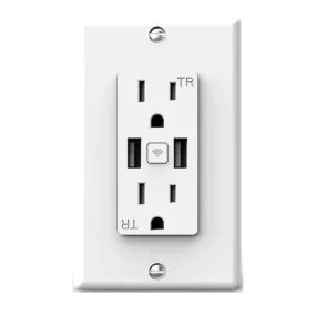 LUXcontrol 15 Amp Smart Wi-Fi Outlet with USB-A Outlet Tamper-Resistant White