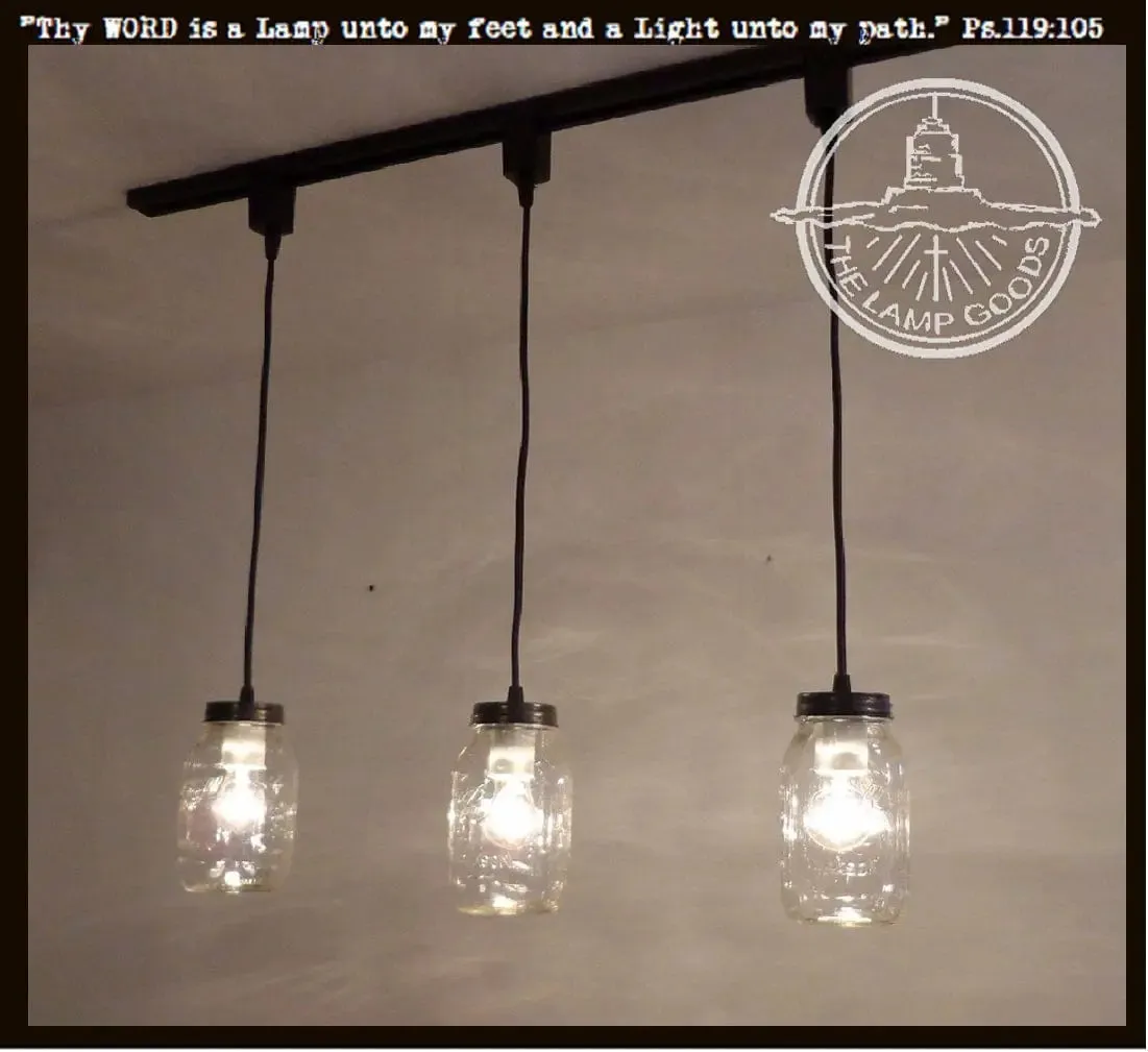 Mason Jar Track Lighting PENDANT Trio