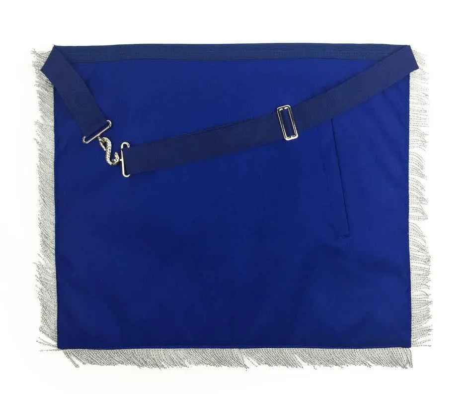 Master Mason Blue Lodge Apron - Navy Blue with Silver Fringe