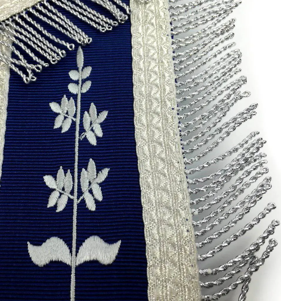 Master Mason Blue Lodge Apron - Navy Blue with Silver Fringe