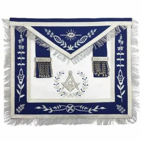 Master Mason Blue Lodge Apron - Royal Blue with Silver Fringe