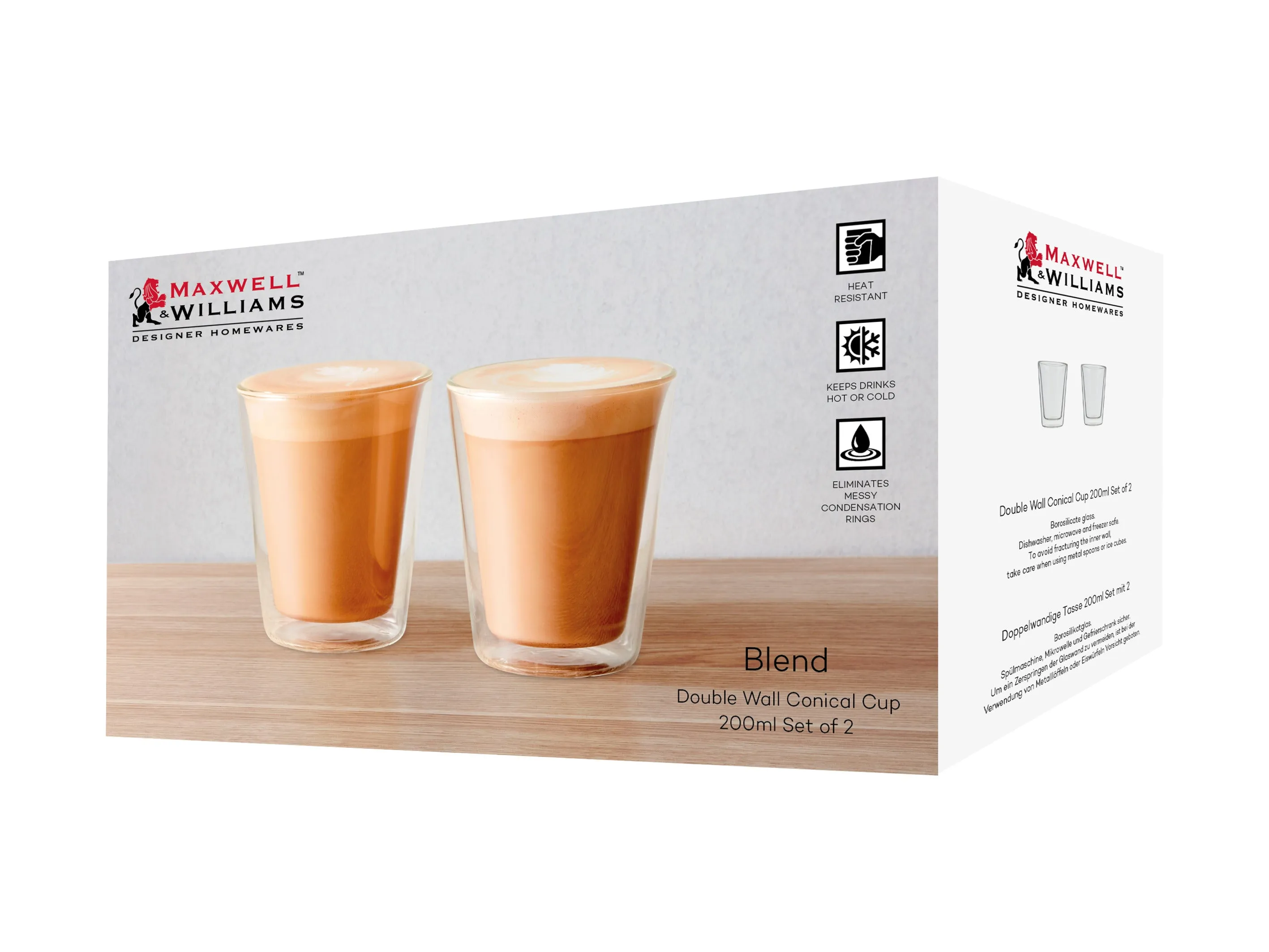 Maxwell & Williams Blend Double Wall Conical Cups Set of 2 - 200ml