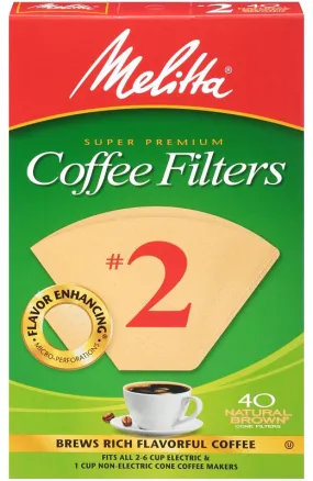 Melitta 612412 #2 Coffee Filter, Cone, Paper, Natural Brown :BX 40: QUANTITY: 1