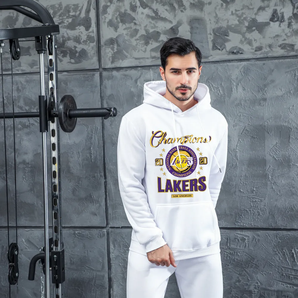 Men Graphic Hoodie Lakers Basketball Commemorative Long Sleeve Hooded Sweatshirt Fans Sportswear