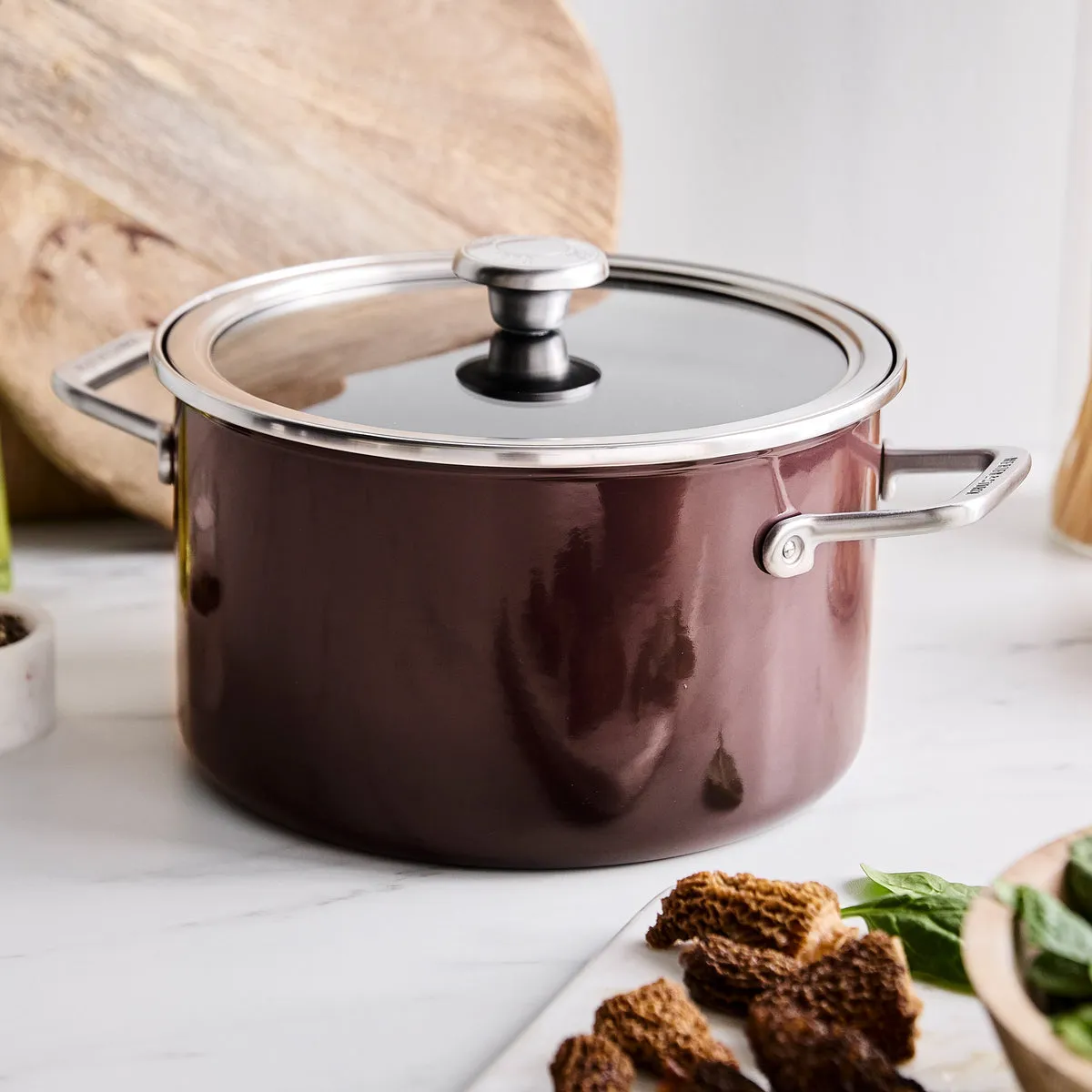 Merten & Storck Steel Core Enameled 6-Quart Stockpot with Lid | Chocolate Truffle