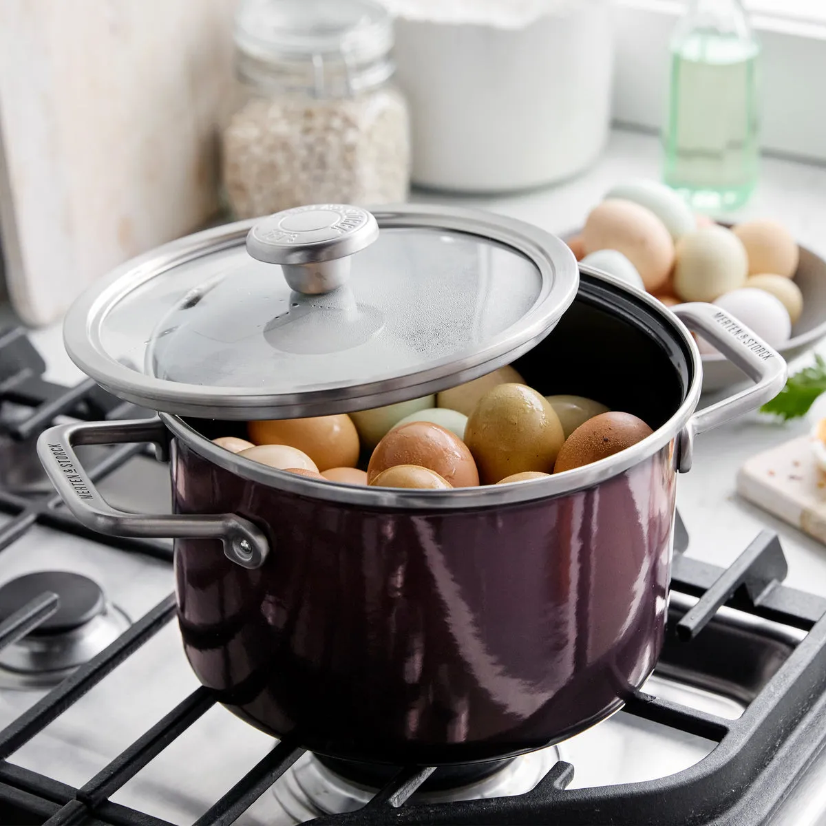 Merten & Storck Steel Core Enameled 6-Quart Stockpot with Lid | Chocolate Truffle