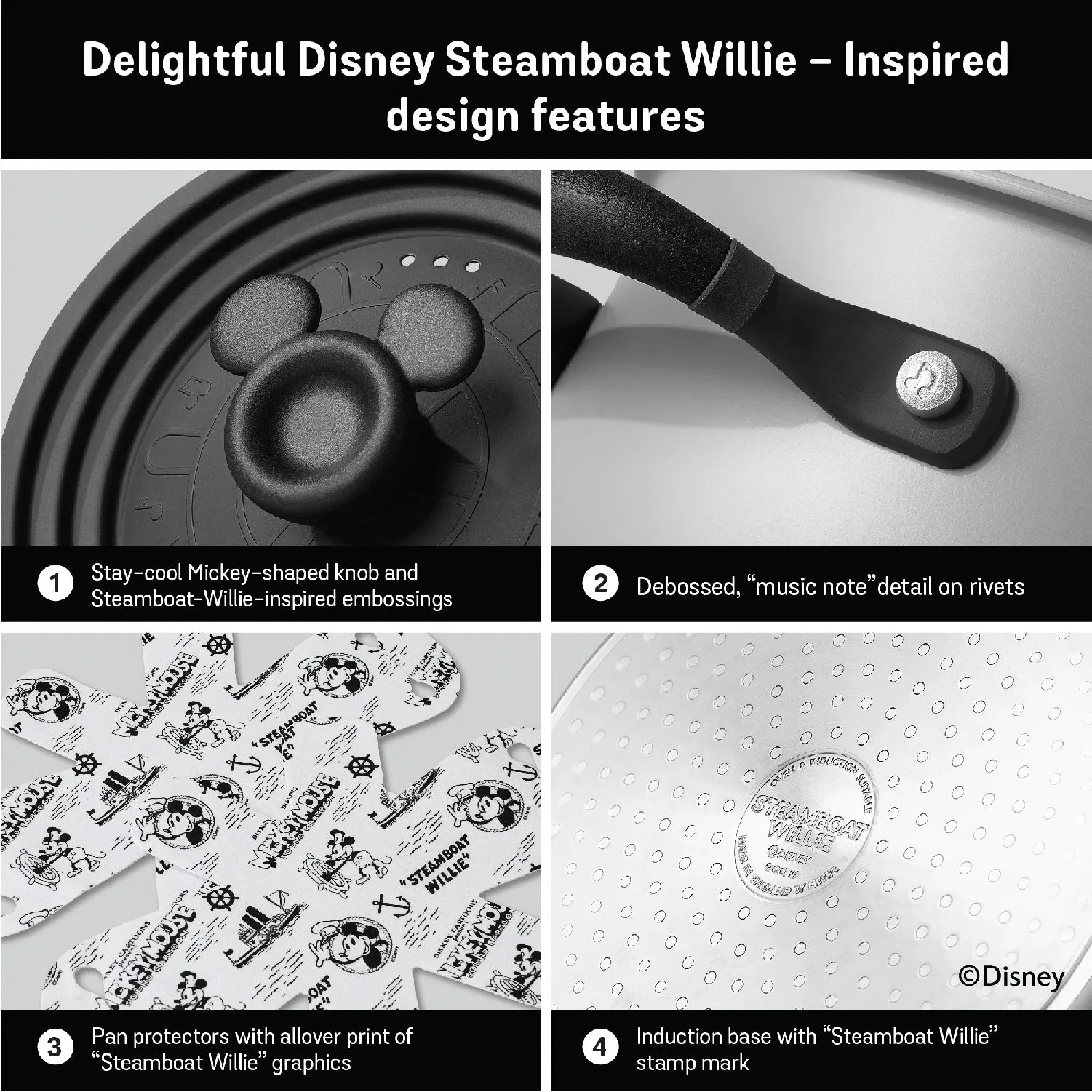 Meyer Disney100 Limited Edition 4 Piece Essential Set ( Nonstick Saucepan   Stockpot   Frypan and Universal Lid )