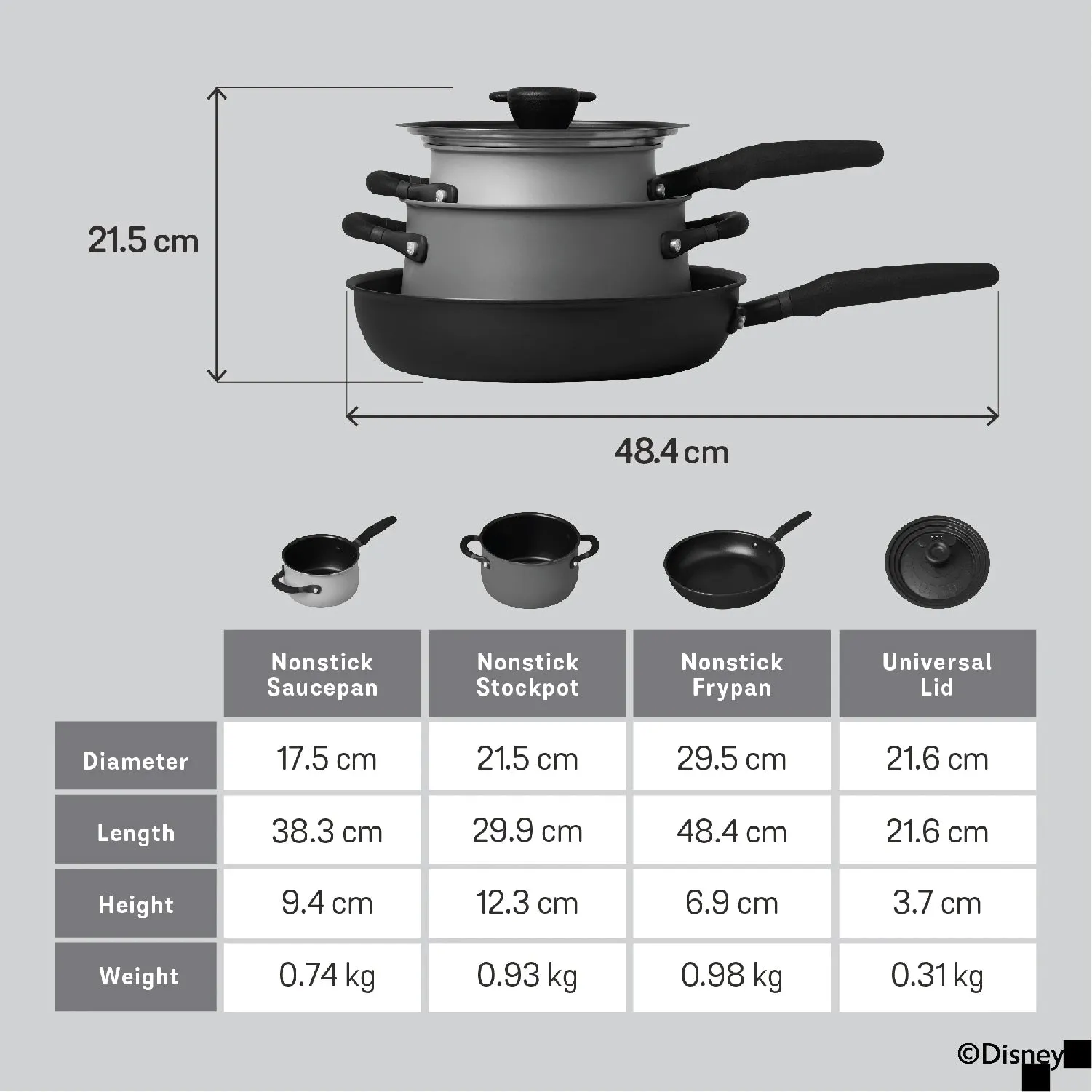 Meyer Disney100 Limited Edition 4 Piece Essential Set ( Nonstick Saucepan   Stockpot   Frypan and Universal Lid )