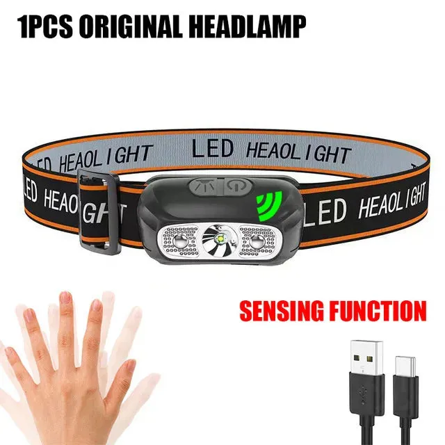 Mini Super Bright LED Headlamp Induction Headlight USB C Rechargeable Portable Head Flashlight Camping Fishing