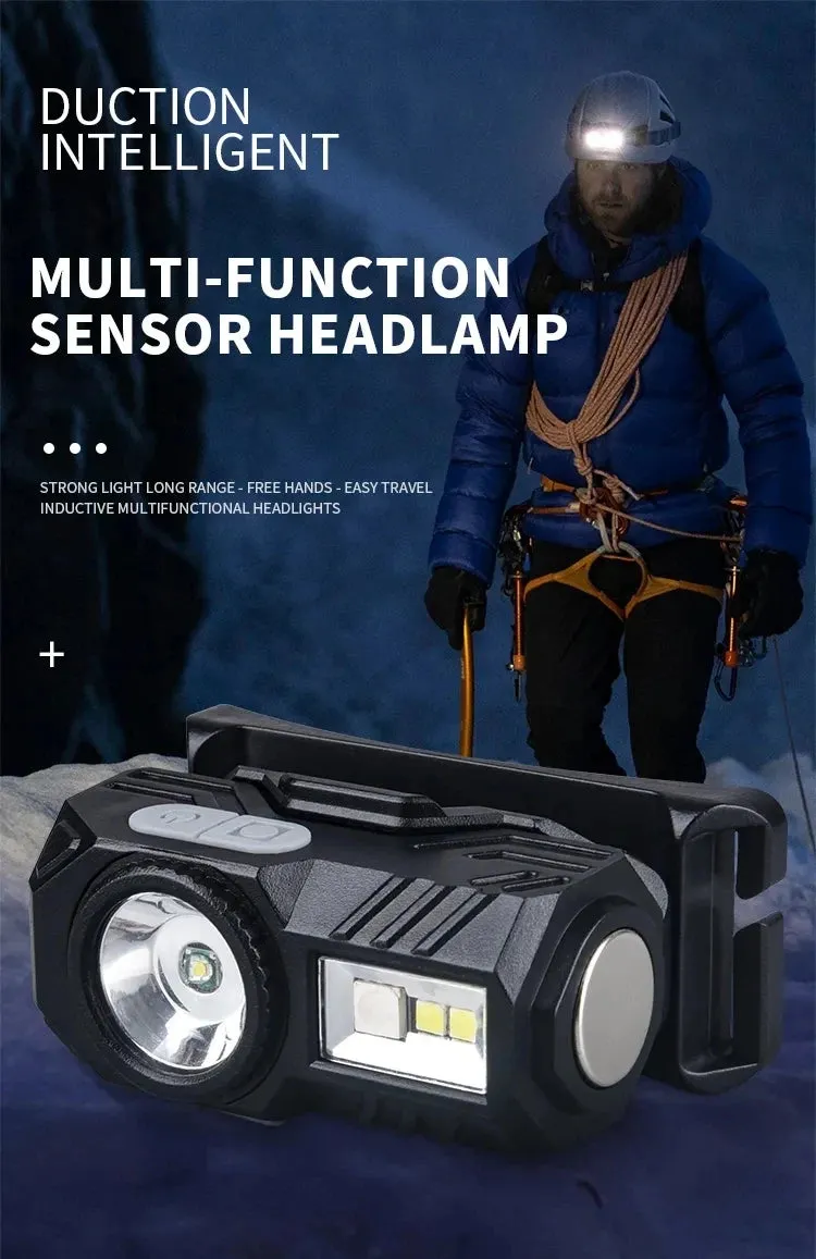 Mini Super Bright LED Headlamp Induction Headlight USB C Rechargeable Portable Head Flashlight Camping Fishing