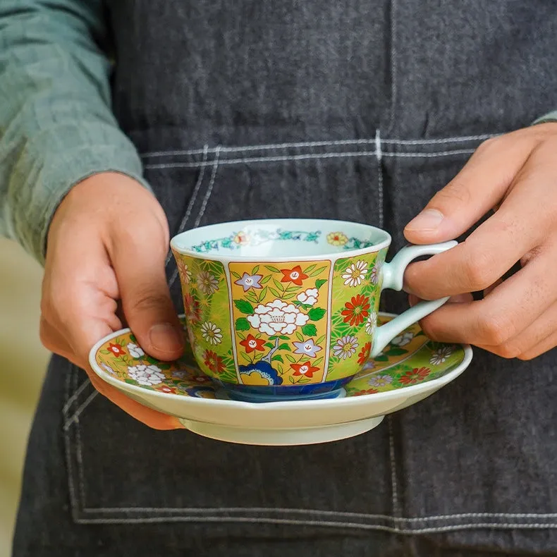 Mino Ware Handcrafted Kachofugetsu Tea Cup Set