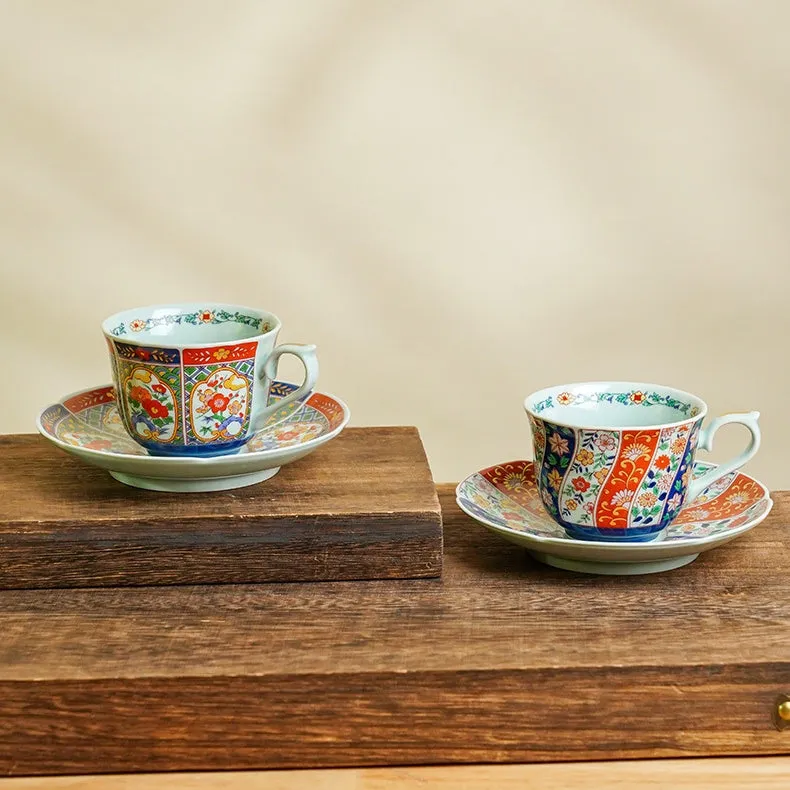 Mino Ware Handcrafted Kachofugetsu Tea Cup Set