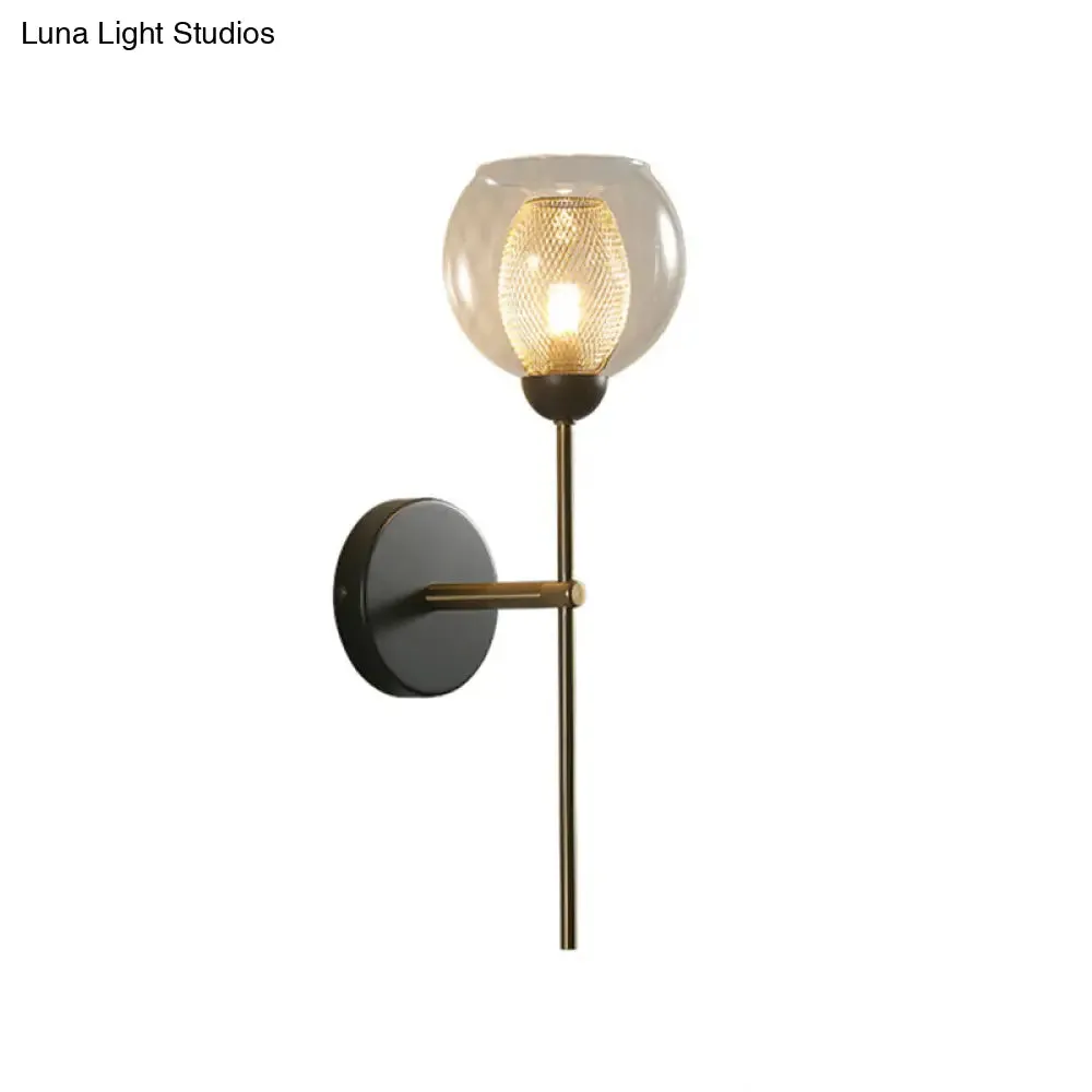 Modern Dual Cup Wall Sconce with Clear Glass and Metallic Finish in Black/Gold