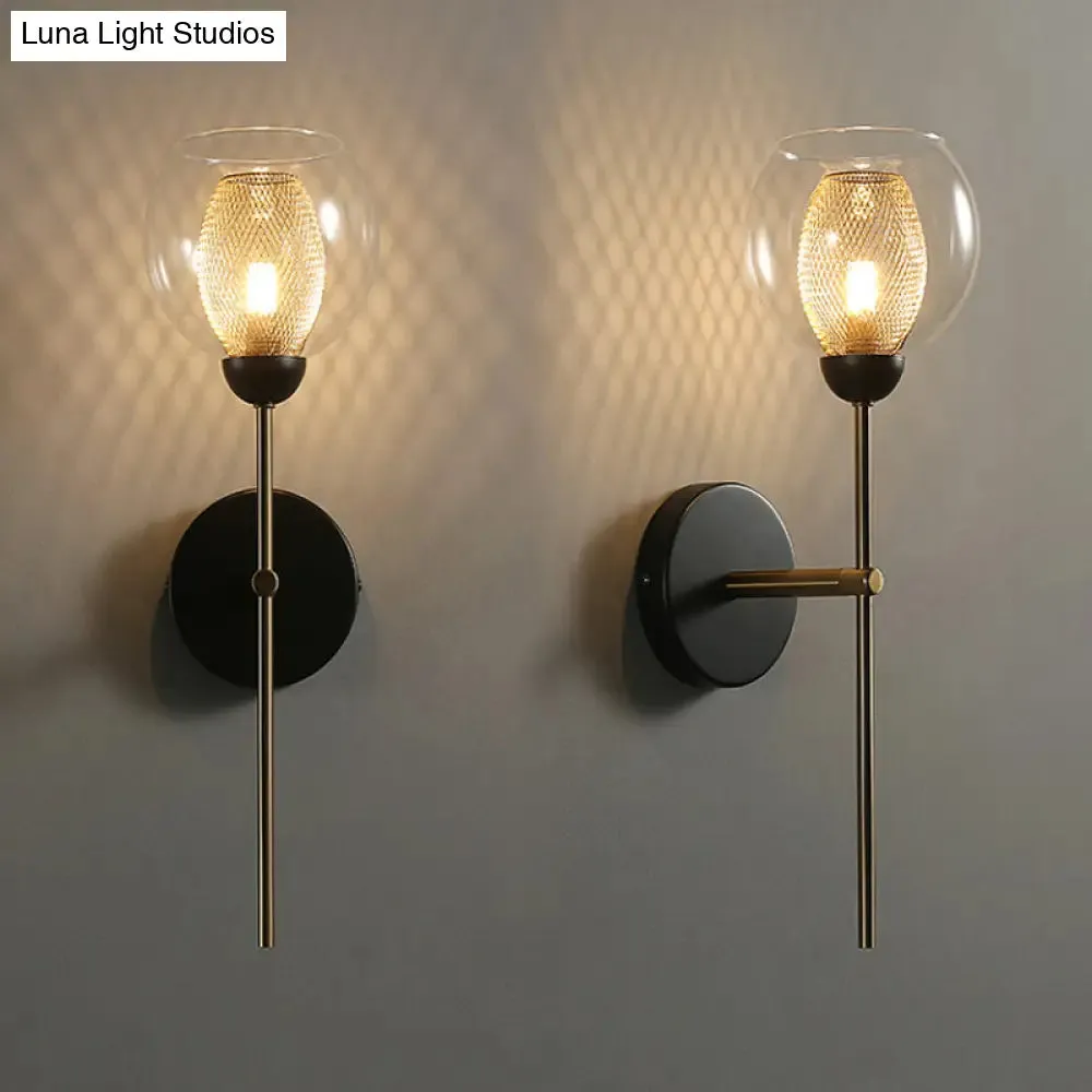 Modern Dual Cup Wall Sconce with Clear Glass and Metallic Finish in Black/Gold