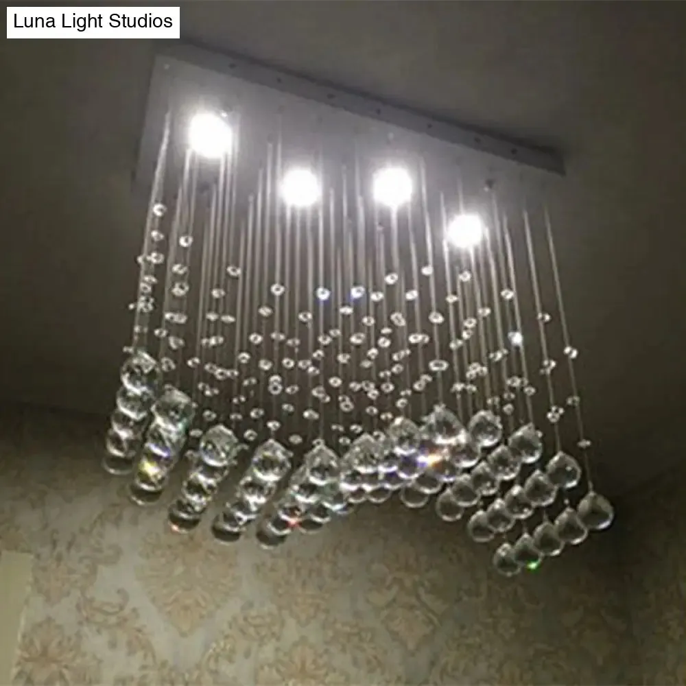 Modern LED Crystal Orb Gold Flush Mount Ceiling Light for Dining Room - 19.5"/23.5" Wide