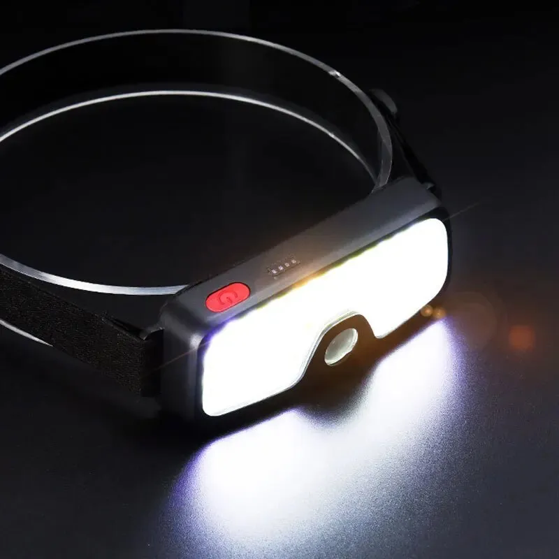 New USB charging double LED light source COB headlamp camping riding running head