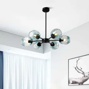 Nordic Gradient Glass Chandelier Pendant Light with Cup Shade for Living Room