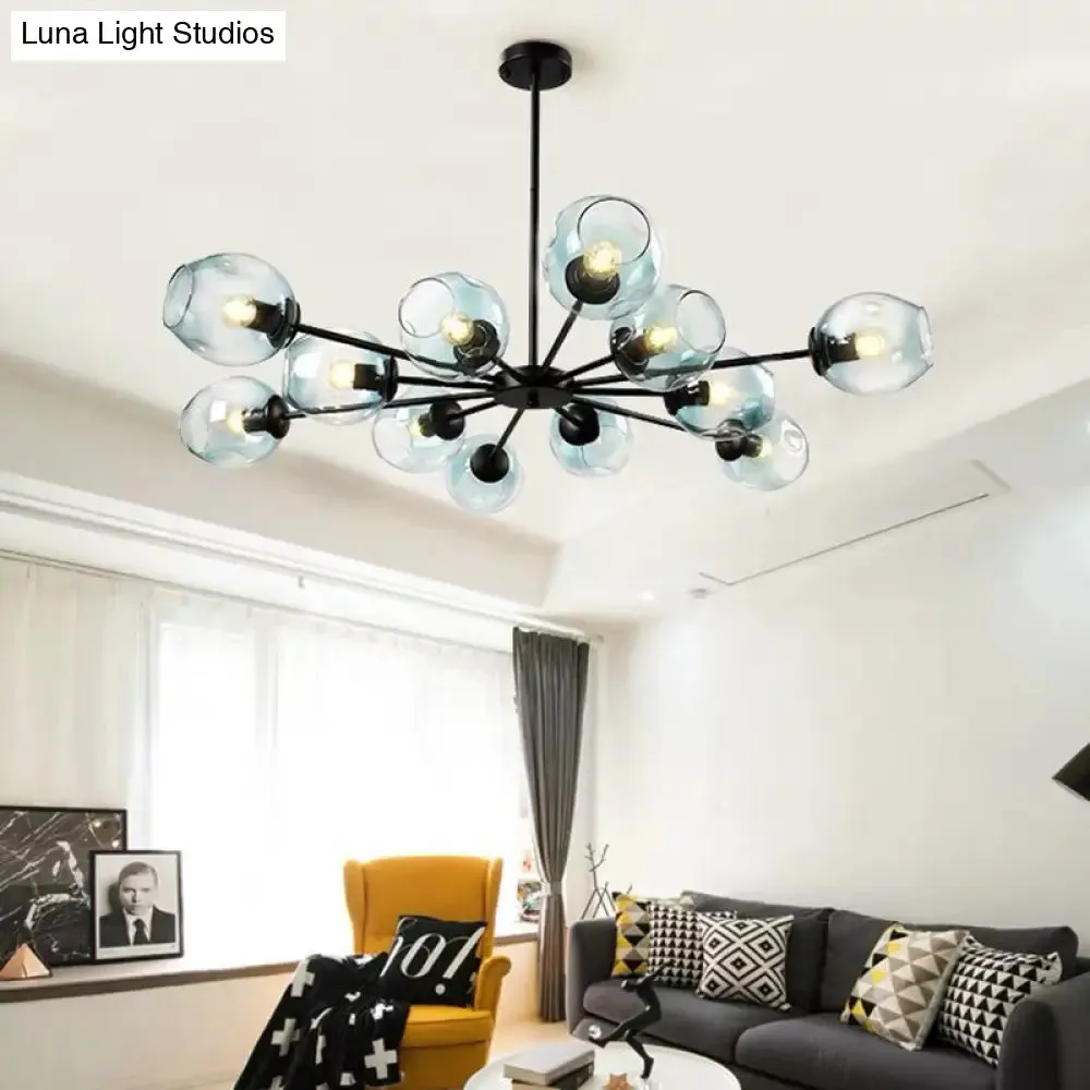 Nordic Gradient Glass Chandelier Pendant Light with Cup Shade for Living Room