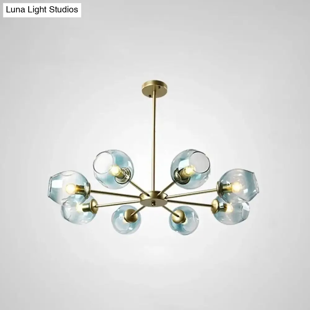 Nordic Gradient Glass Chandelier Pendant Light with Cup Shade for Living Room