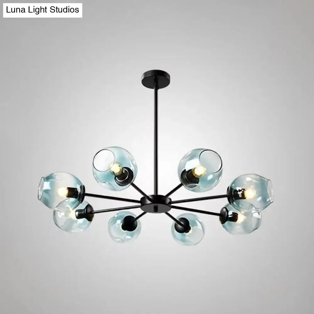 Nordic Gradient Glass Chandelier Pendant Light with Cup Shade for Living Room