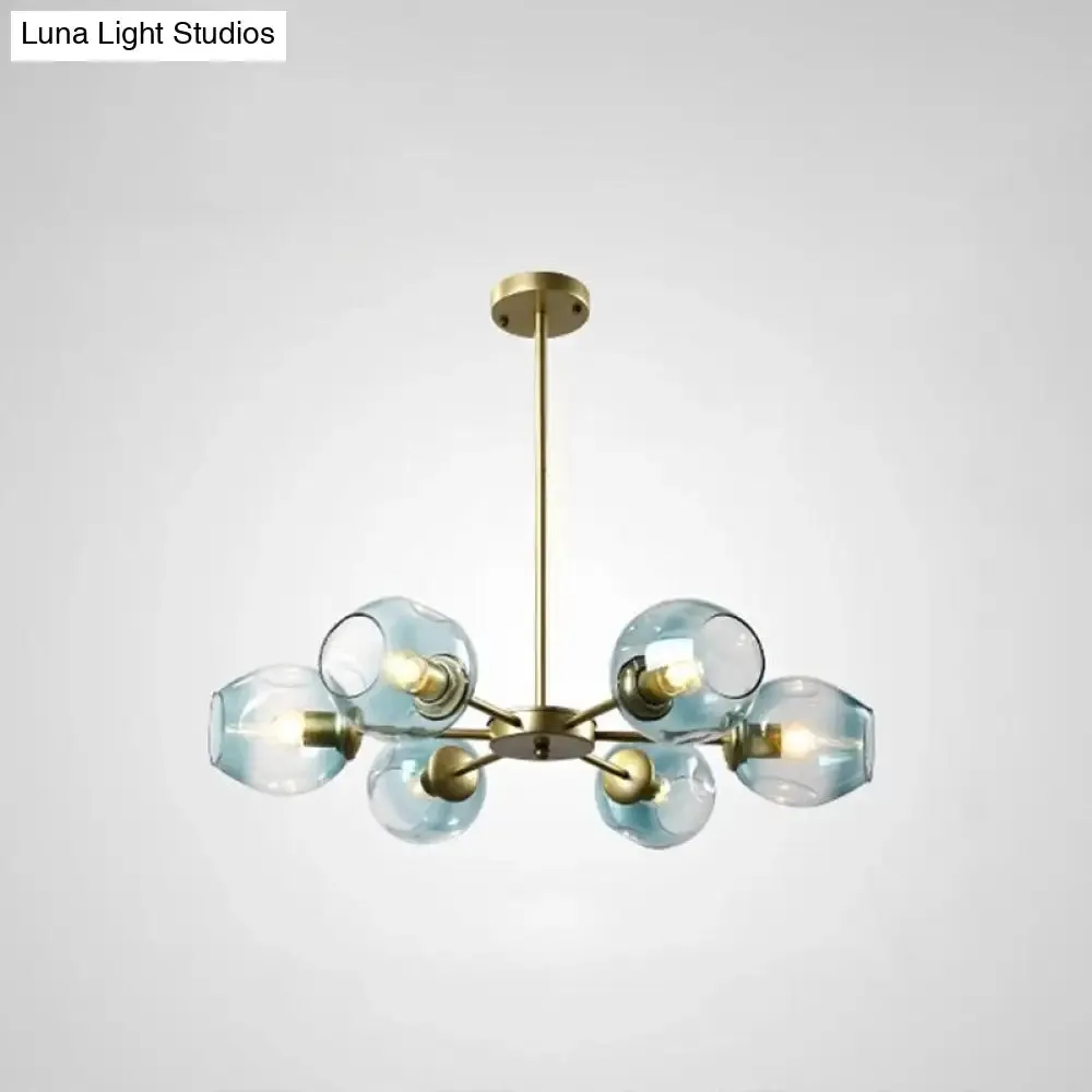 Nordic Gradient Glass Chandelier Pendant Light with Cup Shade for Living Room