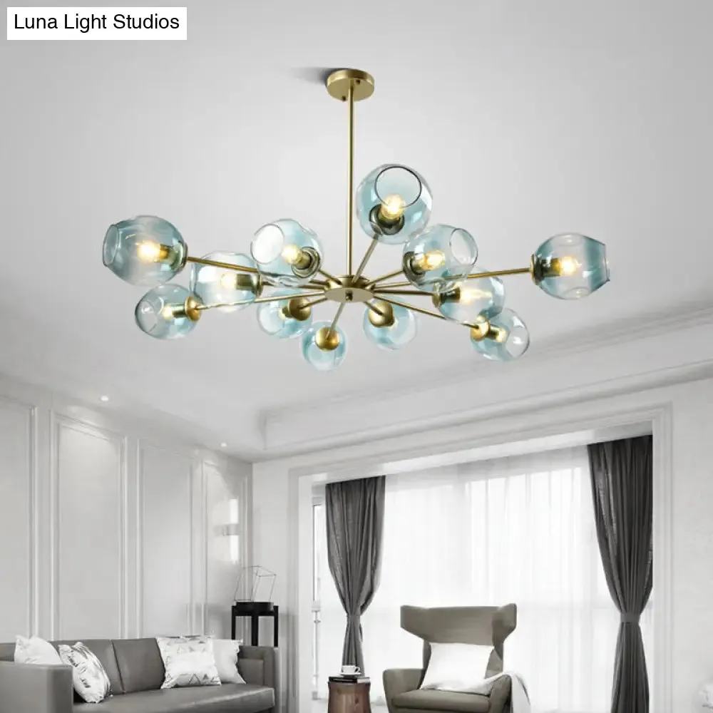 Nordic Gradient Glass Chandelier Pendant Light with Cup Shade for Living Room