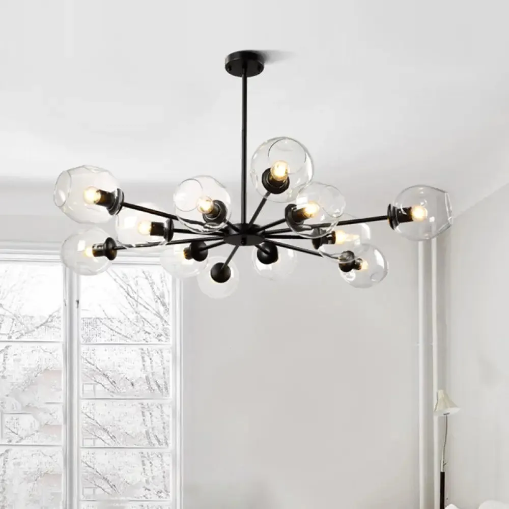 Nordic Gradient Glass Chandelier Pendant Light with Cup Shade for Living Room