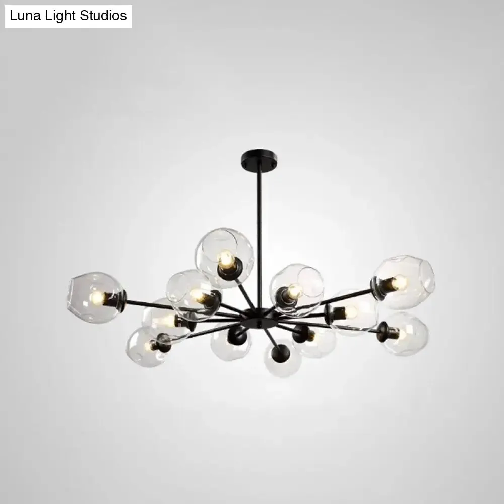 Nordic Gradient Glass Chandelier Pendant Light with Cup Shade for Living Room