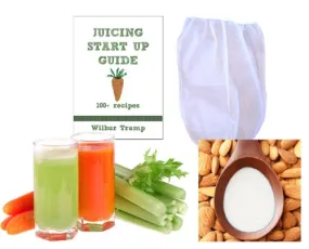 Nut Milk Pulp Strainer Bag XL (1 gal)   Juicing Recipe Sprouting eBook "Juicing Start Up Guide" CocoStraw Brand