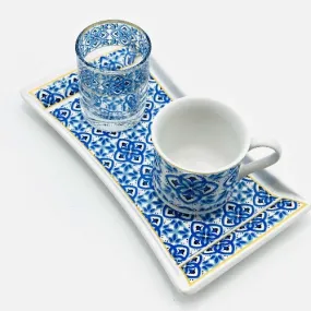 One Person Turkish Coffee Set "Blue Mallow Flower"