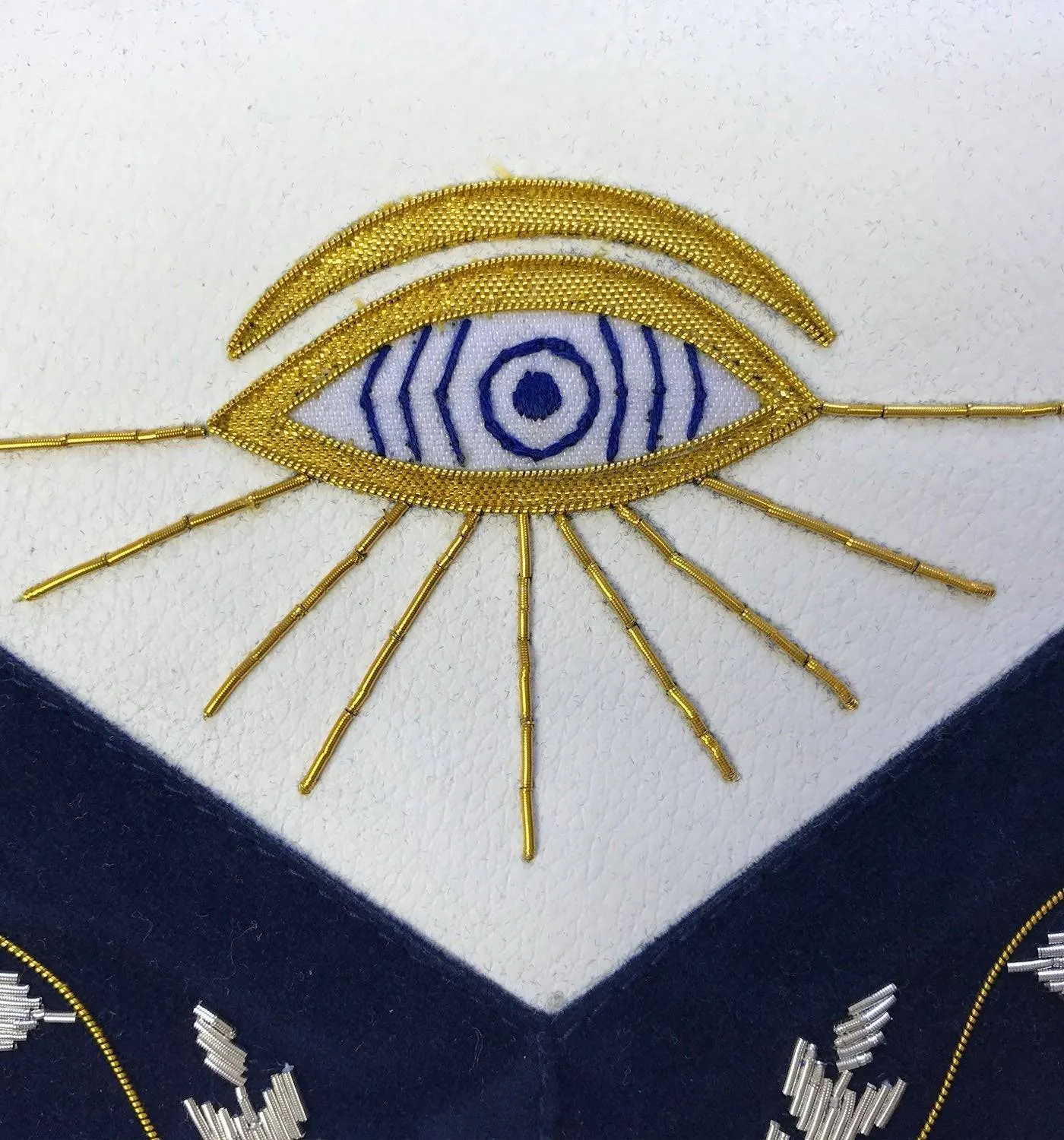 Past Master Blue Lodge Apron - Bullion Gold & Silver Hand Embroidery