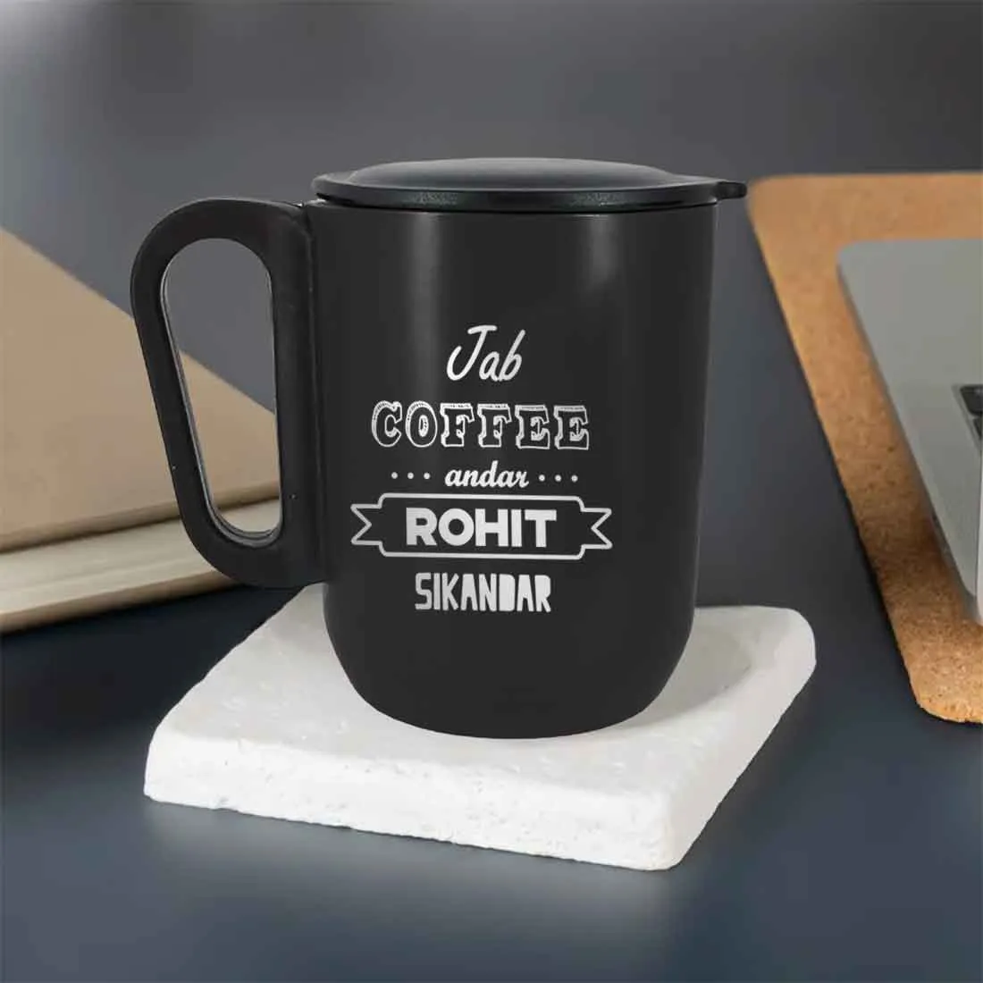 Personalized Coffee Mug with Lid - Insulated Stainless Steel Coffee Cup